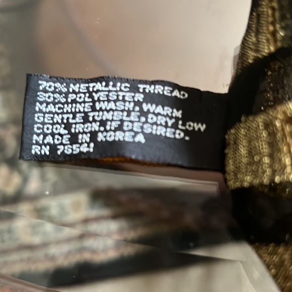 Infinity Scarf Black with Gold Metallic Thread - Picture 3 of 8